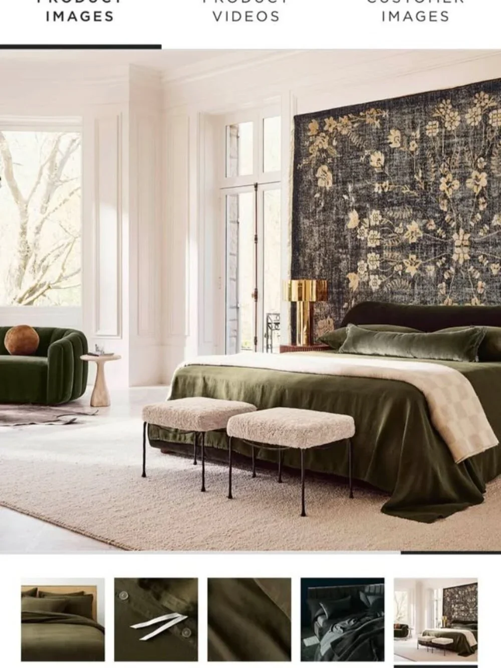 NEW CB2 Forest Green QUEEN 100% Linen Duvet Cover ONLY. NO SHAMS